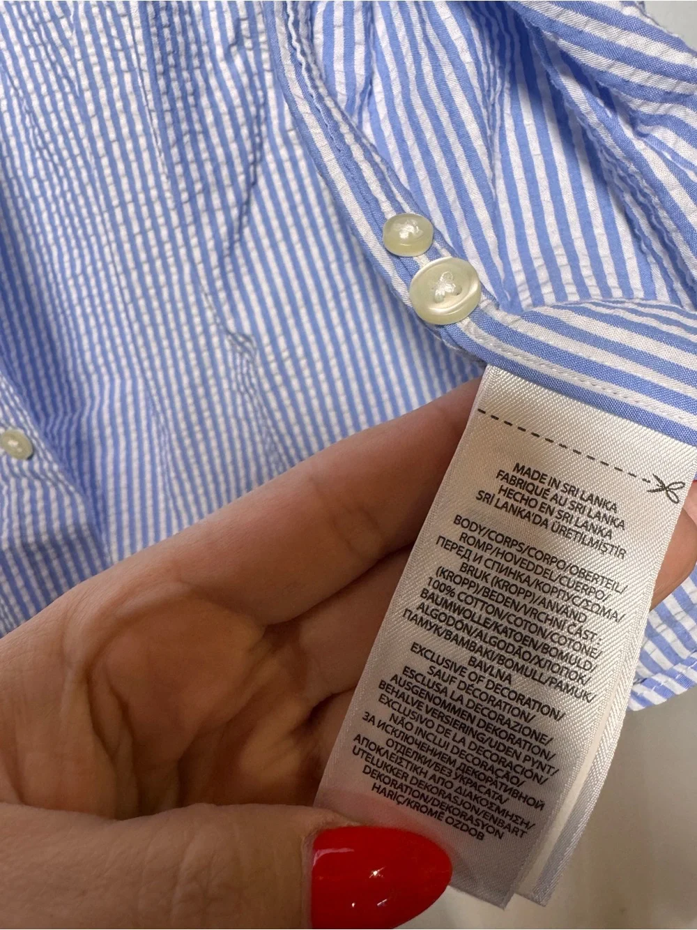 Polo Ralph Lauren Shirt Men Large Blue Untucked Fit Seersucker Short Sleeve